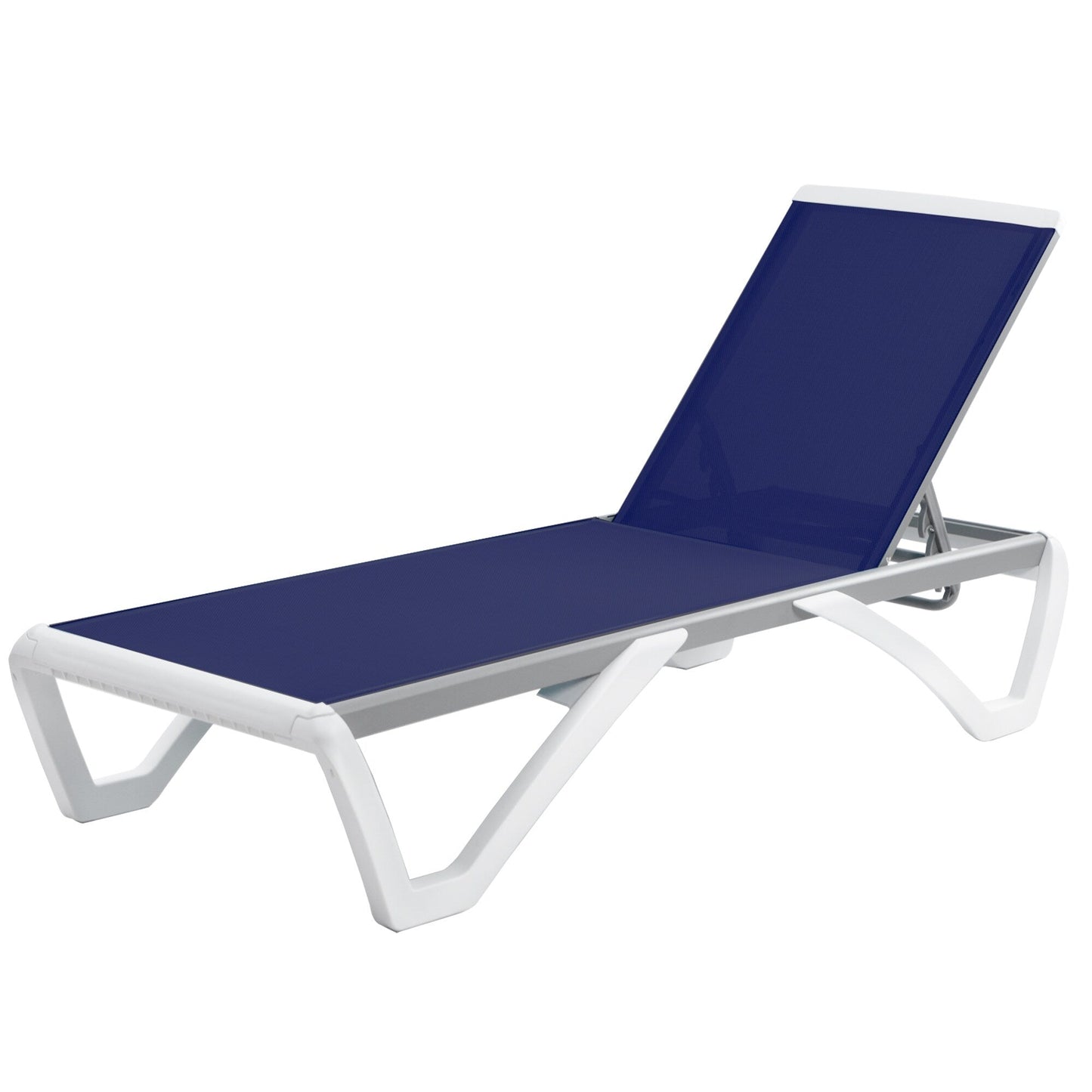 Chaise longue de jardin inclinable et réglable Kozyard Alan, entièrement en aluminium et avec pieds en résine de polypropylène.