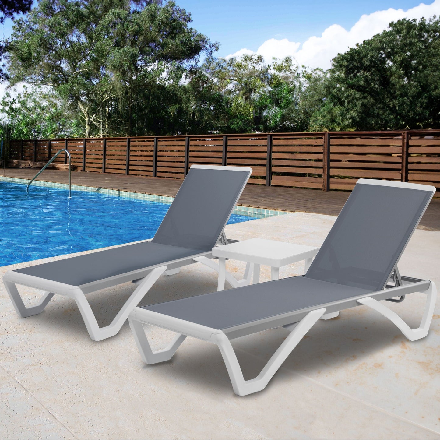 Chaise longue de jardin inclinable et réglable Kozyard Alan, entièrement en aluminium et avec pieds en résine de polypropylène.