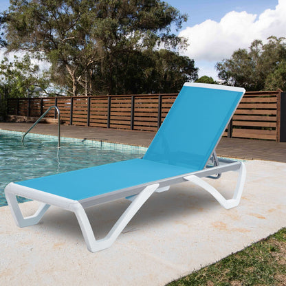 Chaise longue de jardin inclinable et réglable Kozyard Alan, entièrement en aluminium et avec pieds en résine de polypropylène.