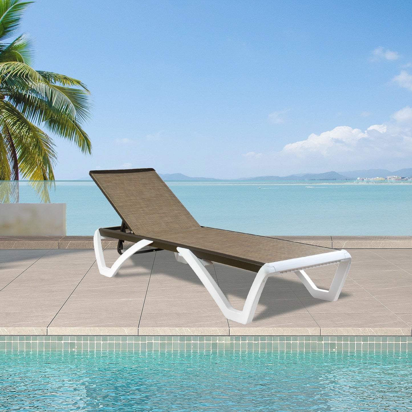 Chaise longue de jardin inclinable et réglable Kozyard Alan, entièrement en aluminium et avec pieds en résine de polypropylène.