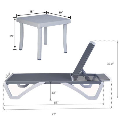 Chaise longue de jardin inclinable et réglable Kozyard Alan, entièrement en aluminium et avec pieds en résine de polypropylène.
