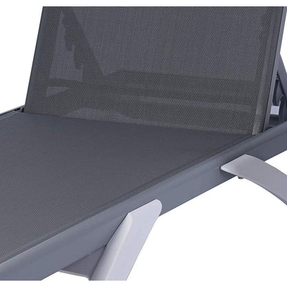 Chaise longue de jardin inclinable et réglable Kozyard Alan, entièrement en aluminium et avec pieds en résine de polypropylène.