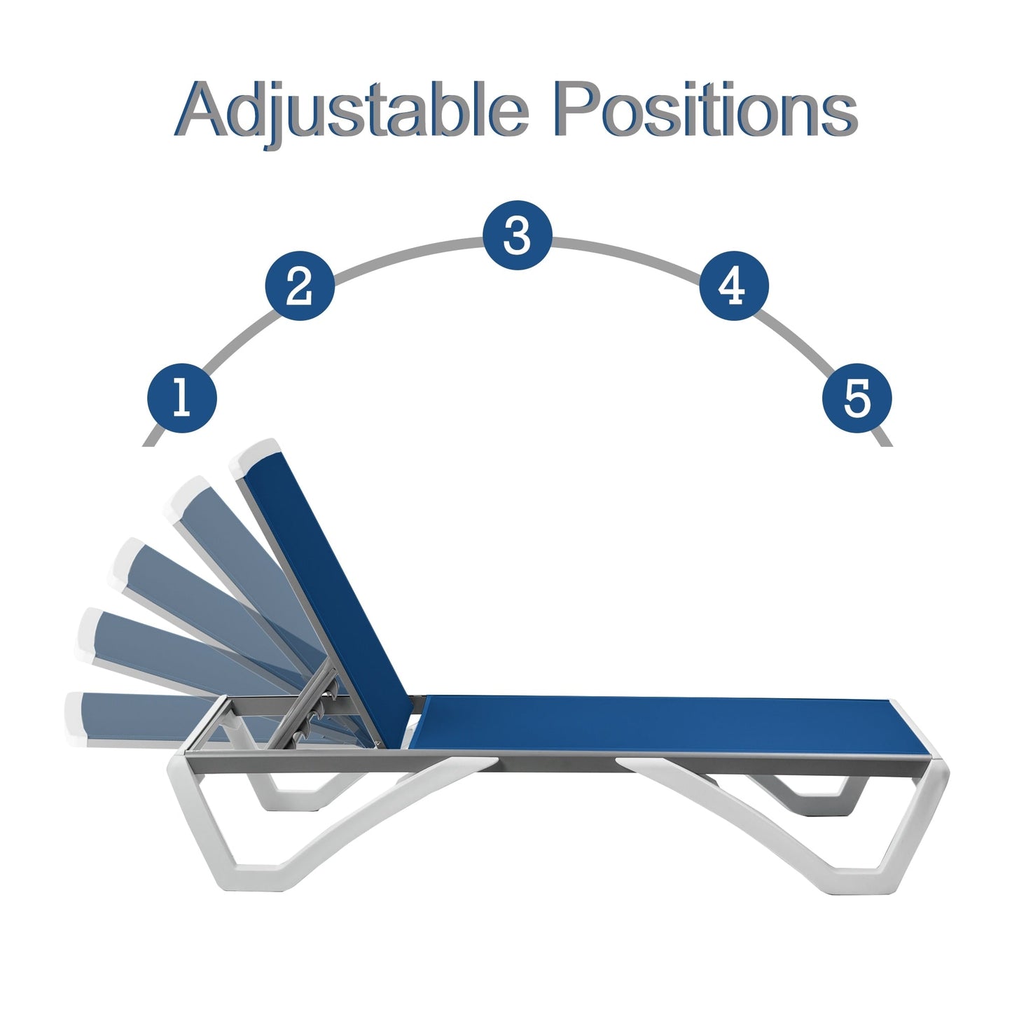Chaise longue de jardin inclinable et réglable Kozyard Alan, entièrement en aluminium et avec pieds en résine de polypropylène.