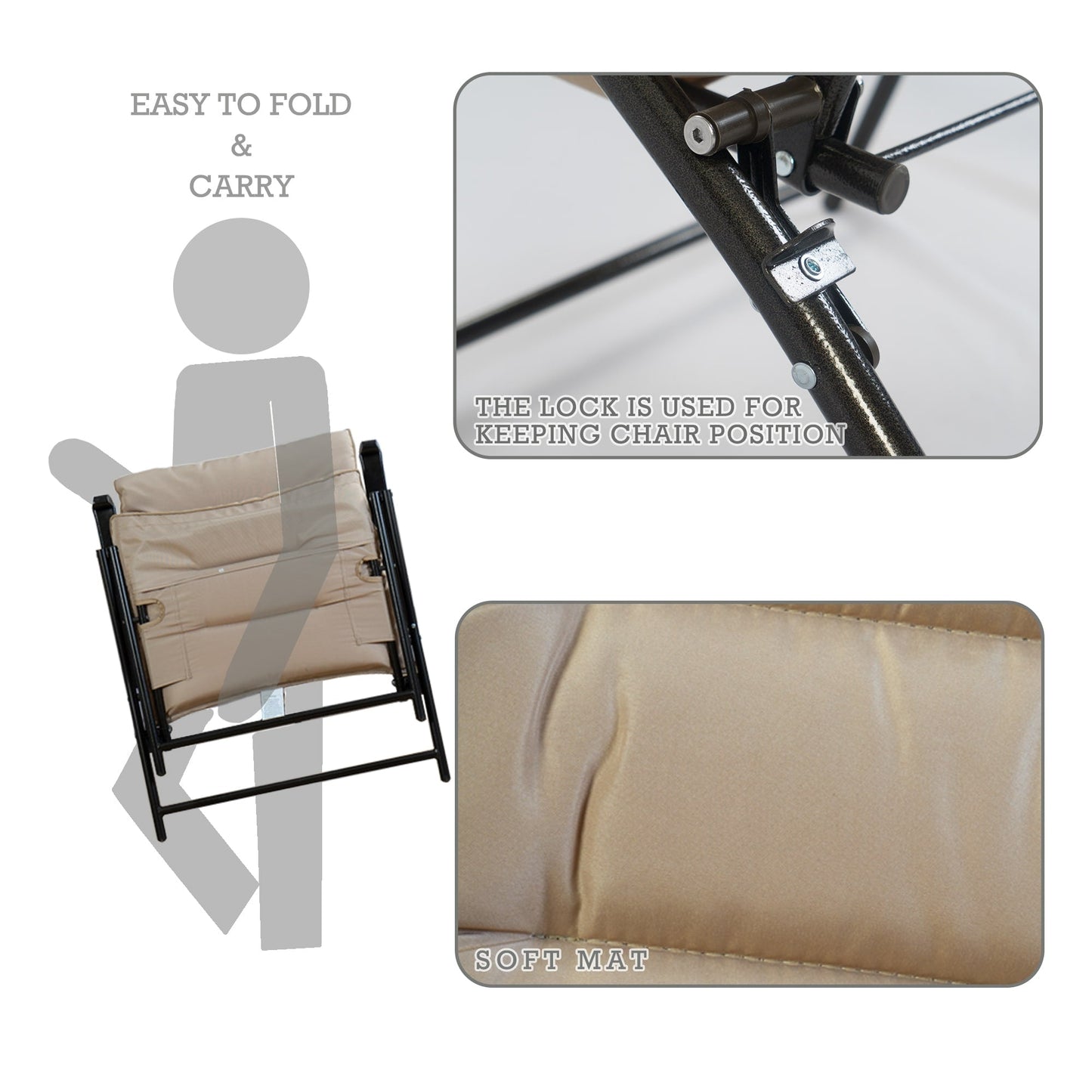 Kozyard Elsa Ensemble de meubles de jardin pliants rembourrés pour terrasse, 3 pièces