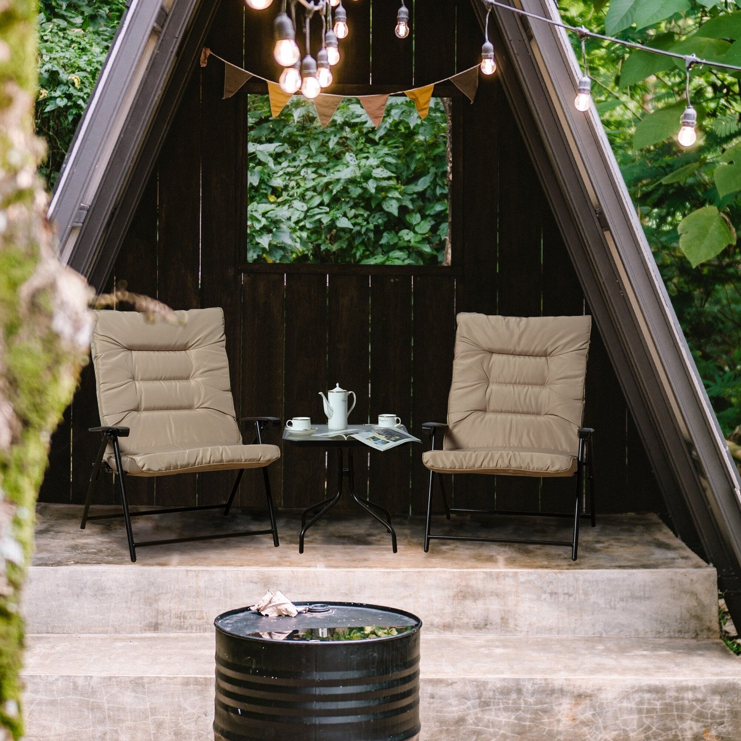 Kozyard Elsa Ensemble de meubles de jardin pliants rembourrés pour terrasse, 3 pièces