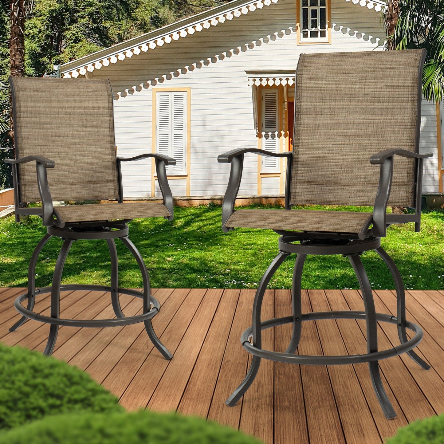 Kozyard Isabella - Ensemble de tabourets/chaises de bar pivotants à hauteur réglable