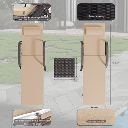 Ensemble de chaises longues d'extérieur Kullavik, 3 pièces