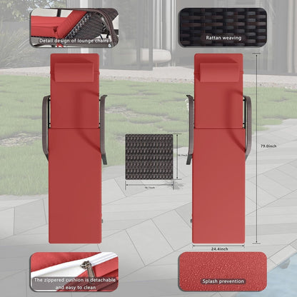 Ensemble de chaises longues d'extérieur Kullavik, 3 pièces