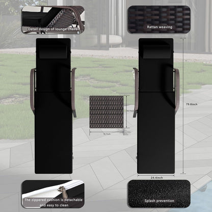 Ensemble de chaises longues d'extérieur Kullavik, 3 pièces