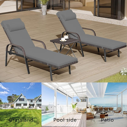 Ensemble de chaises longues d'extérieur Kullavik, 3 pièces