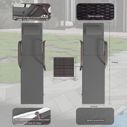 Ensemble de chaises longues d'extérieur Kullavik, 3 pièces