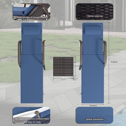 Ensemble de chaises longues d'extérieur Kullavik, 3 pièces