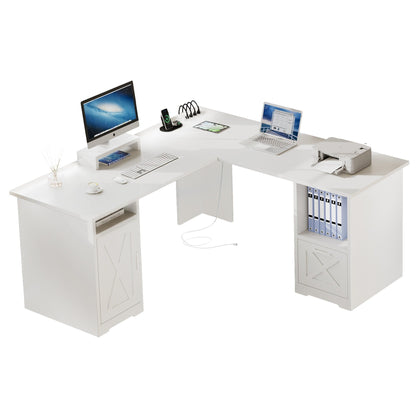 Bureau de jeu en forme de L Moasis, bureau d'ordinateur d'angle de 59 pouces avec support de moniteur