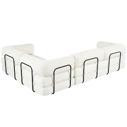 Canapé-lit modulaire en forme de L en tissu cordou