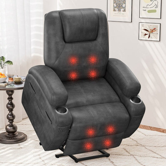 LACOO Fauteuil inclinable à levage électrique en cuir PU avec massage