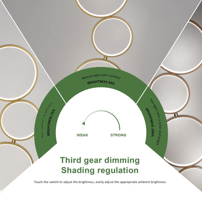 Lampe de sol moderne à LED, dimmable, à 3 intensités lumineuses, avec 5 anneaux, pour coin salon.