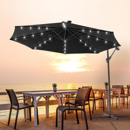 Parasol de jardin déporté LIVOOSUN 10 pieds avec base en croix et éclairage LED