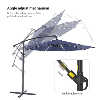 Parasol de jardin déporté LIVOOSUN 10 pieds avec base en croix et éclairage LED