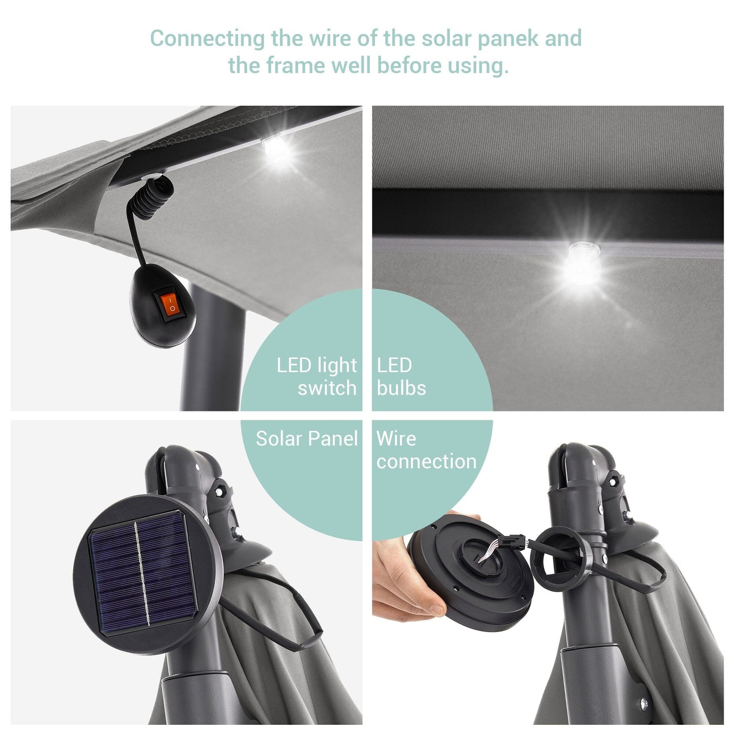 Parasol de jardin déporté LIVOOSUN 10 pieds avec base en croix et éclairage LED