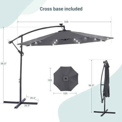 Parasol de jardin déporté LIVOOSUN 10 pieds avec base en croix et éclairage LED