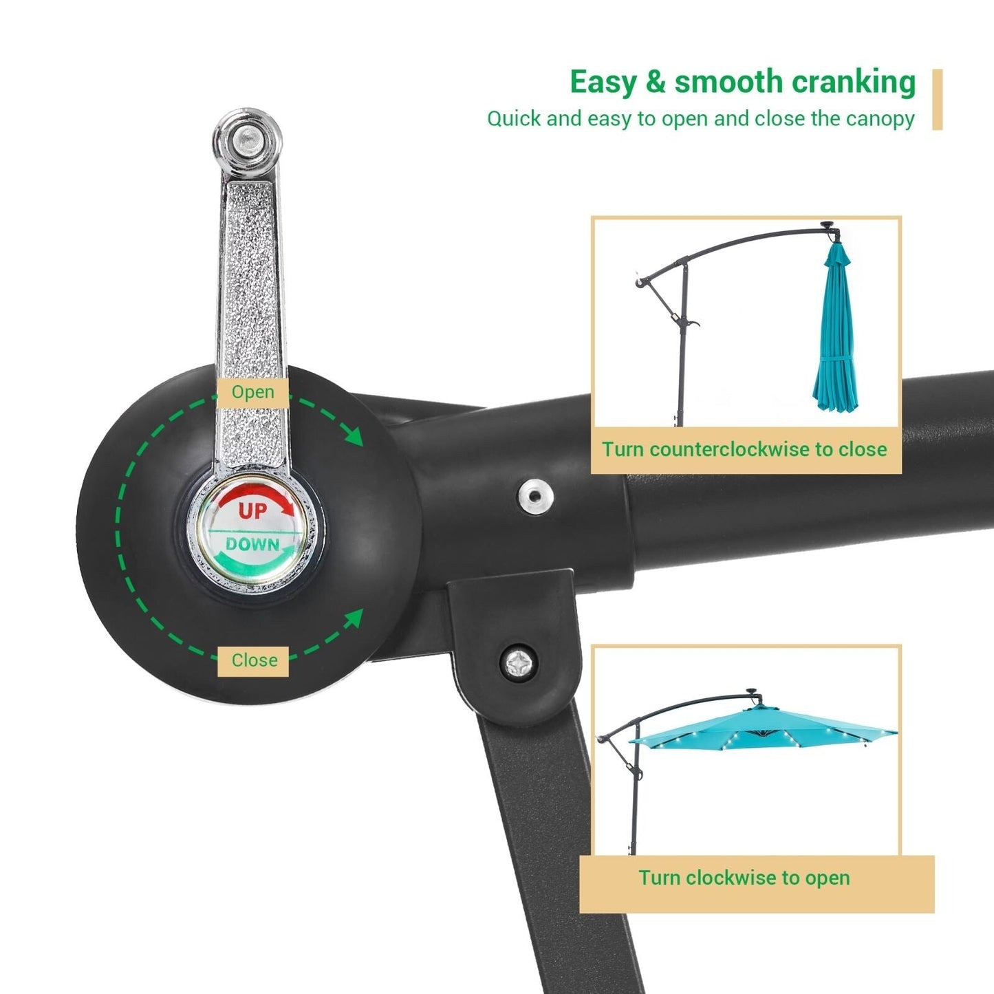Parasol de jardin déporté LIVOOSUN 10 pieds avec base en croix et éclairage LED