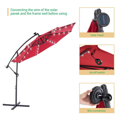 Parasol de jardin déporté LIVOOSUN 10 pieds avec base en croix et éclairage LED
