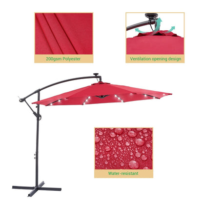 Parasol de jardin déporté LIVOOSUN 10 pieds avec base en croix et éclairage LED