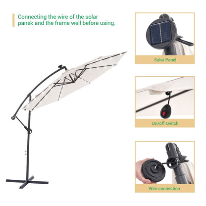 Parasol de jardin déporté LIVOOSUN 10 pieds avec base en croix et éclairage LED