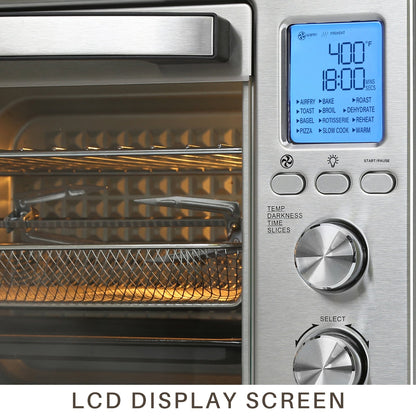 Four à convection, rotisserie et friteuse à air LNC 12-en-1, grand modèle de 34 QT pour comptoir - 19,5 L x 15 l x 12,5 H (cm)