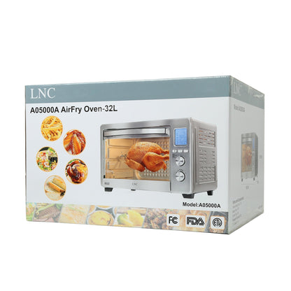 Four à convection, rotisserie et friteuse à air LNC 12-en-1, grand modèle de 34 QT pour comptoir - 19,5 L x 15 l x 12,5 H (cm)