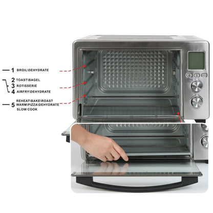 Four à convection, rotisserie et friteuse à air LNC 12-en-1, grand modèle de 34 QT pour comptoir - 19,5 L x 15 l x 12,5 H (cm)