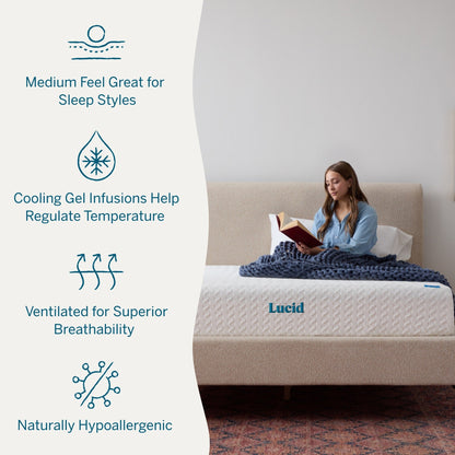 Matelas en mousse à mémoire de forme au gel de luxe Lucid de 10 pouces