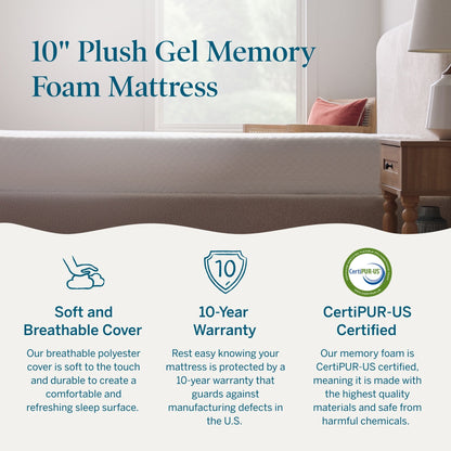 Matelas en mousse à mémoire de forme au gel de luxe Lucid de 10 pouces