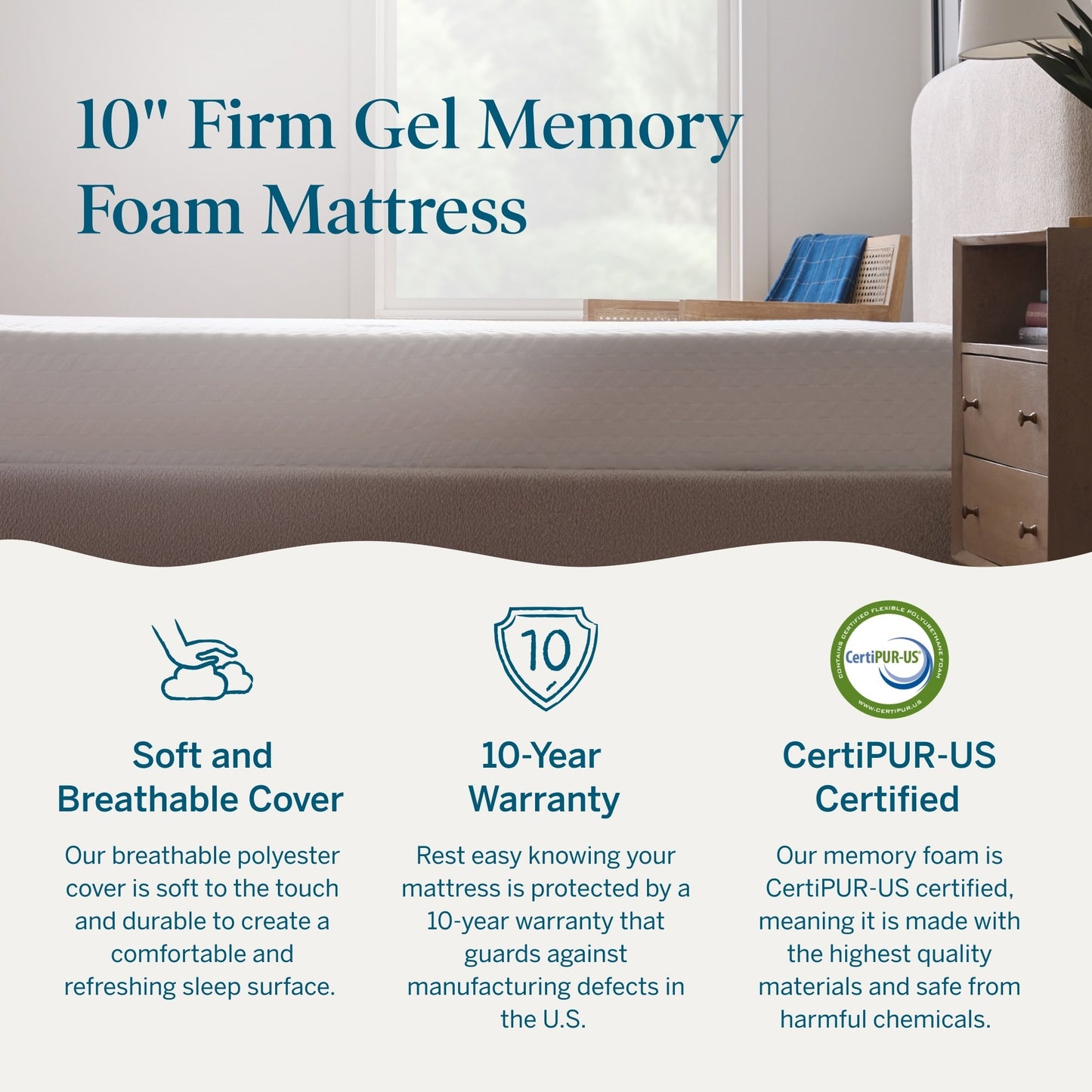 Matelas en mousse à mémoire de forme au gel de luxe Lucid de 10 pouces