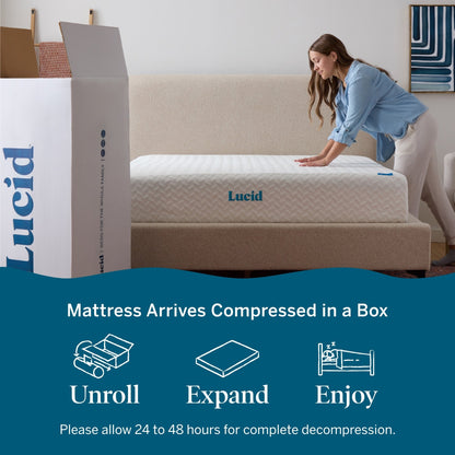 Matelas en mousse à mémoire de forme au gel de luxe Lucid de 10 pouces