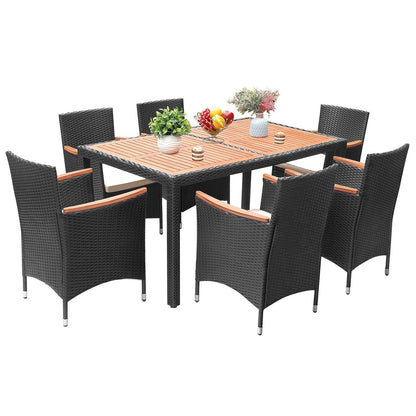 Ensemble de repas de jardin Lacoo en rotin PE/bois d'acacia