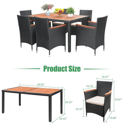 Ensemble de repas de jardin Lacoo en rotin PE/bois d'acacia