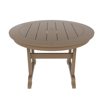Ensemble de repas de jardin Polytrends Laguna en HDPE, résistant aux intempéries, avec table ronde et chaises (ensemble de 5 pièces)