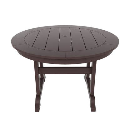 Ensemble de repas de jardin Polytrends Laguna en HDPE, résistant aux intempéries, avec table ronde et chaises (ensemble de 5 pièces)