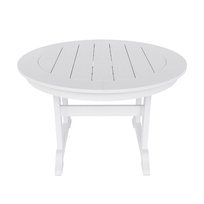 Ensemble de repas de jardin Polytrends Laguna en HDPE, résistant aux intempéries, avec table ronde et chaises (ensemble de 5 pièces)