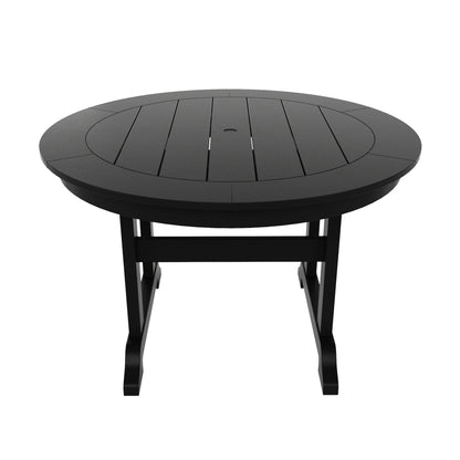 Ensemble de repas de jardin Polytrends Laguna en HDPE, résistant aux intempéries, avec table ronde et chaises (ensemble de 5 pièces)