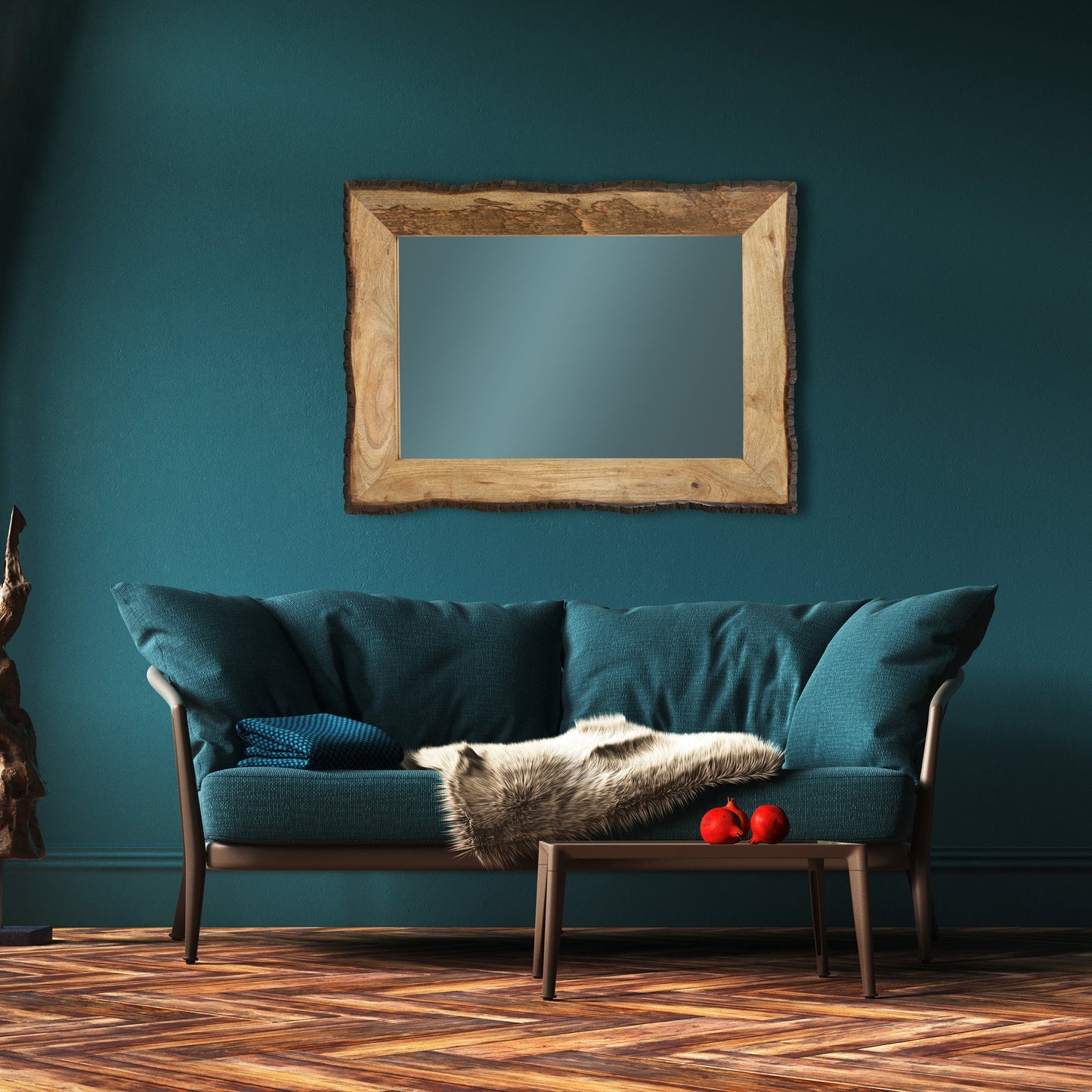 Lamont River of Goods Miroir mural rectangulaire en bois et verre marron et beige - 39 x 1,25 x 28 pouces