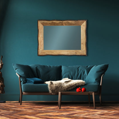 Lamont River of Goods Miroir mural rectangulaire en bois et verre marron et beige - 39 x 1,25 x 28 pouces