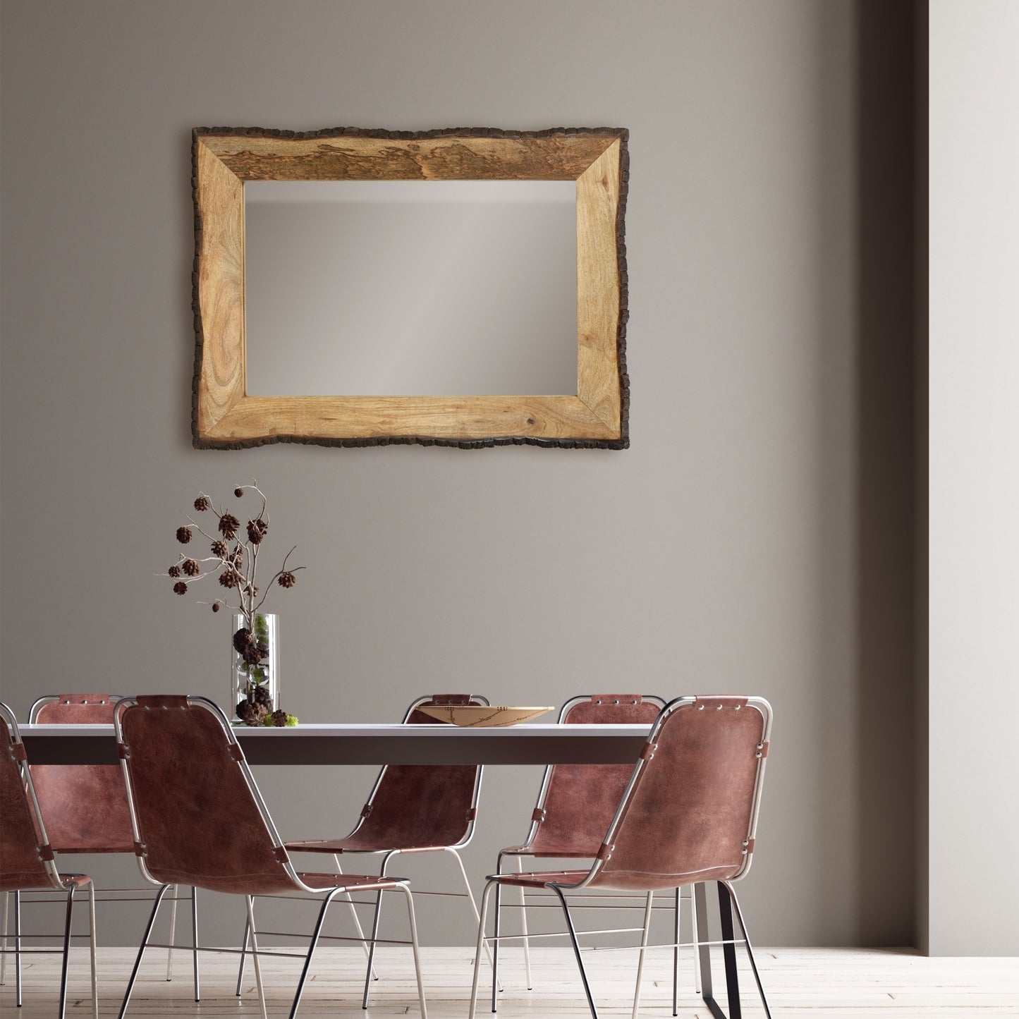 Lamont River of Goods Miroir mural rectangulaire en bois et verre marron et beige - 39 x 1,25 x 28 pouces