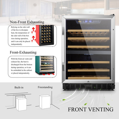 Lanbo Cave à vin intégrée à double zone de refroidissement, 24 pouces, 44 bouteilles