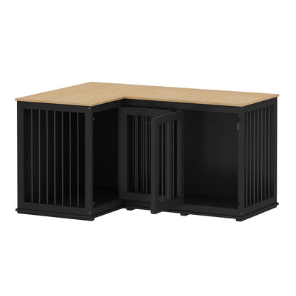 Grande niche pour chien d'angle, meuble pour 2 chiens, cage pour chien en forme de L - 58.7X41.1
