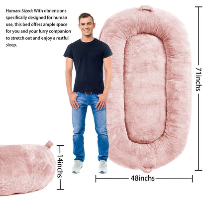 Grand lit pour chien, lit lavable de la taille d'un humain avec housse amovible