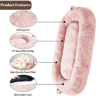 Grand lit pour chien, lit lavable de la taille d'un humain avec housse amovible