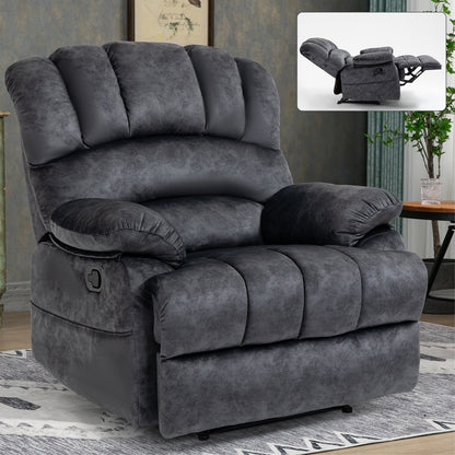 Grand fauteuil inclinable manuel pour adulte, confortable canapé inclinable individuel en tissu, fauteuil inclinable surrembourré pour salon.