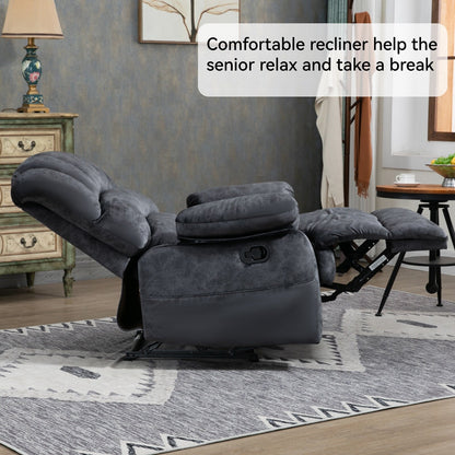 Grand fauteuil inclinable manuel pour adulte, confortable canapé inclinable individuel en tissu, fauteuil inclinable surrembourré pour salon.